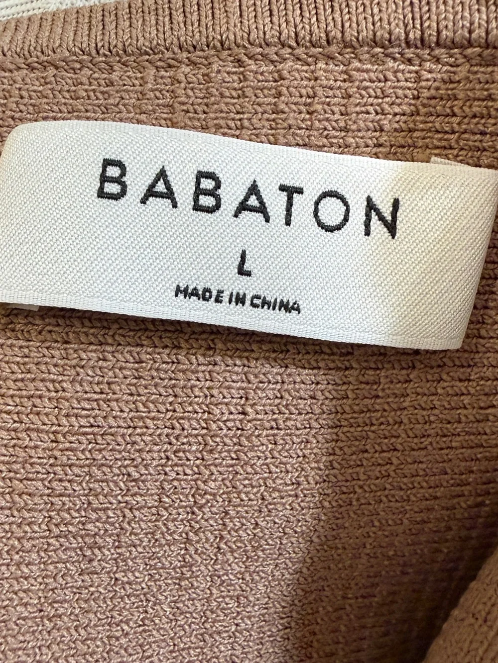Babaton Ribbed Square-Neck Tank Top - Brown Large